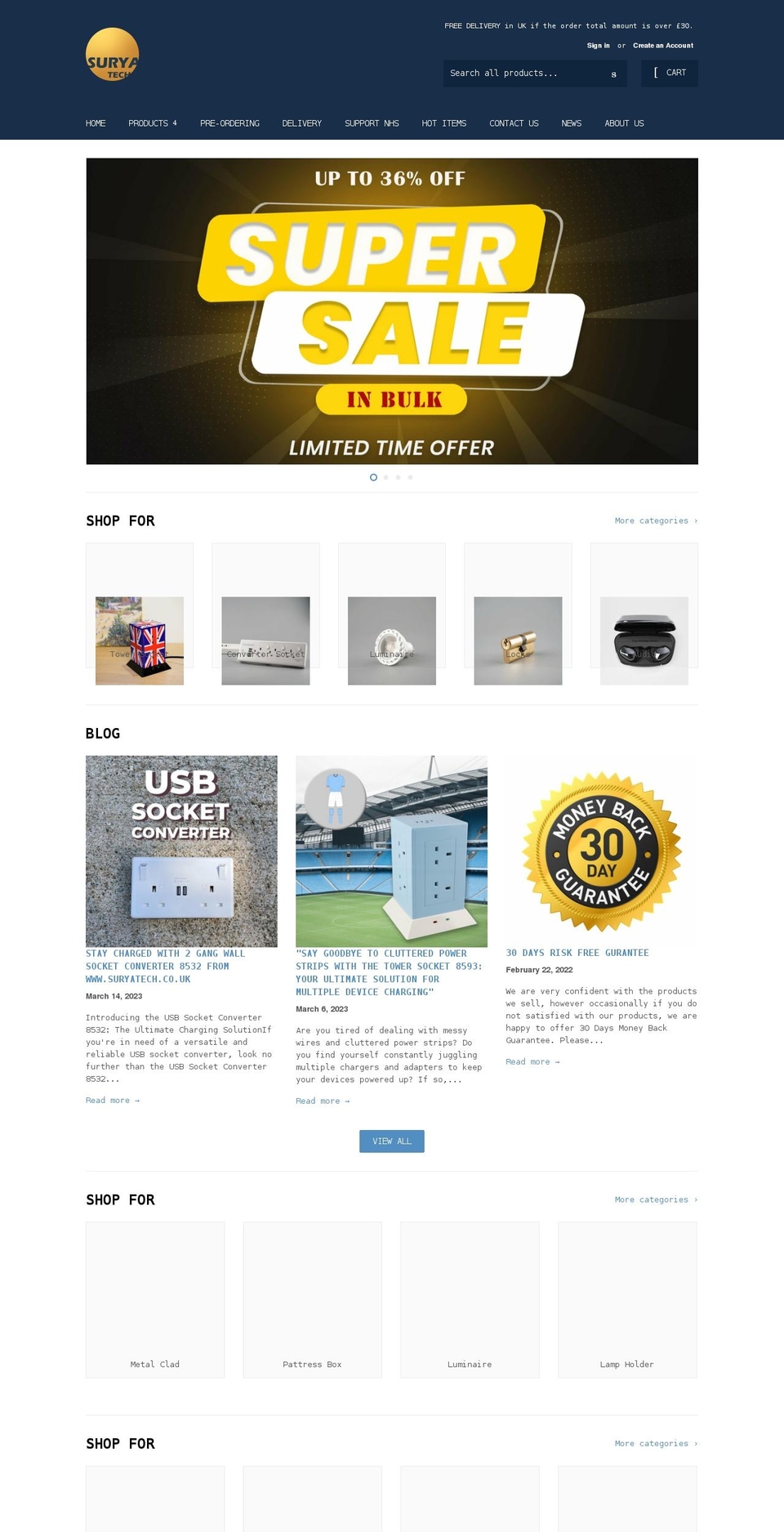 suryatech.co.uk shopify website screenshot
