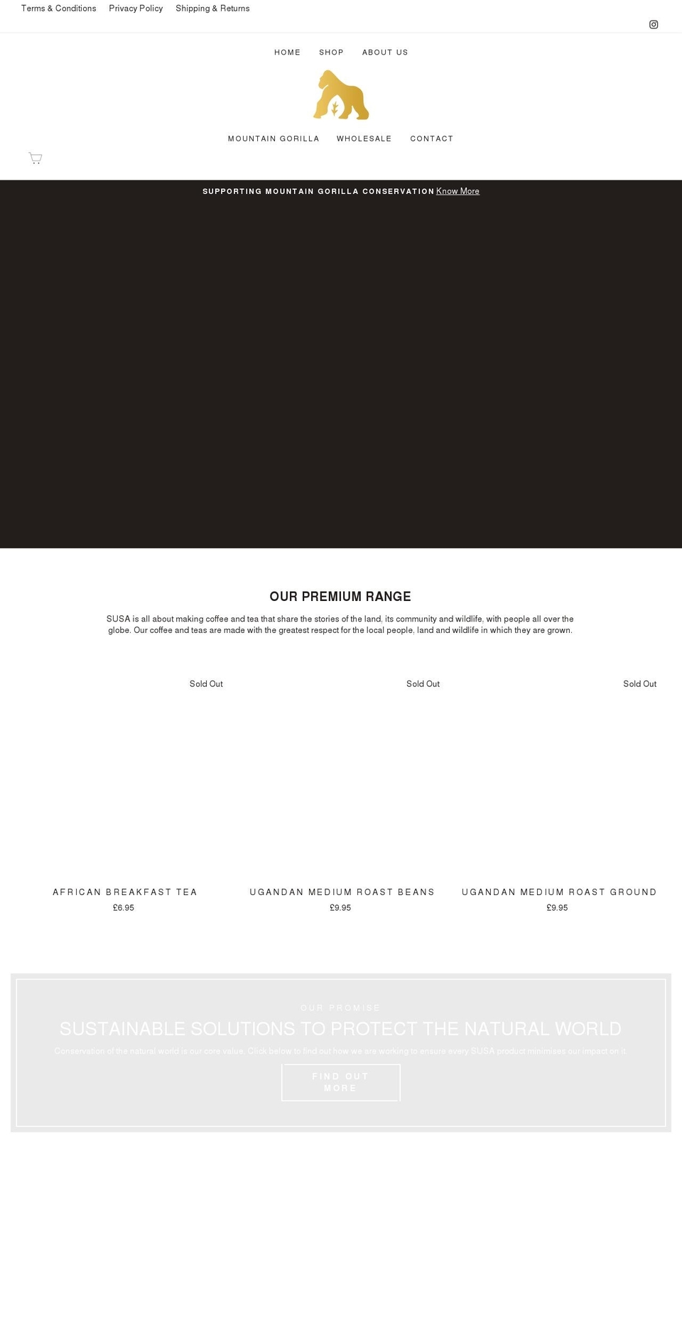 susacoffeeandtea.com shopify website screenshot