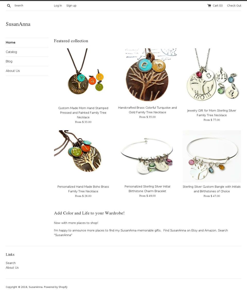 susananna.com — Shopify storefront screenshot