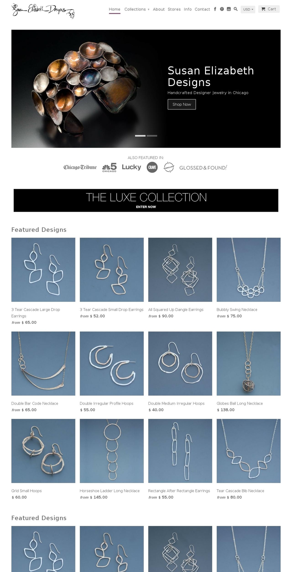 susanelizabethdesigns.com shopify website screenshot