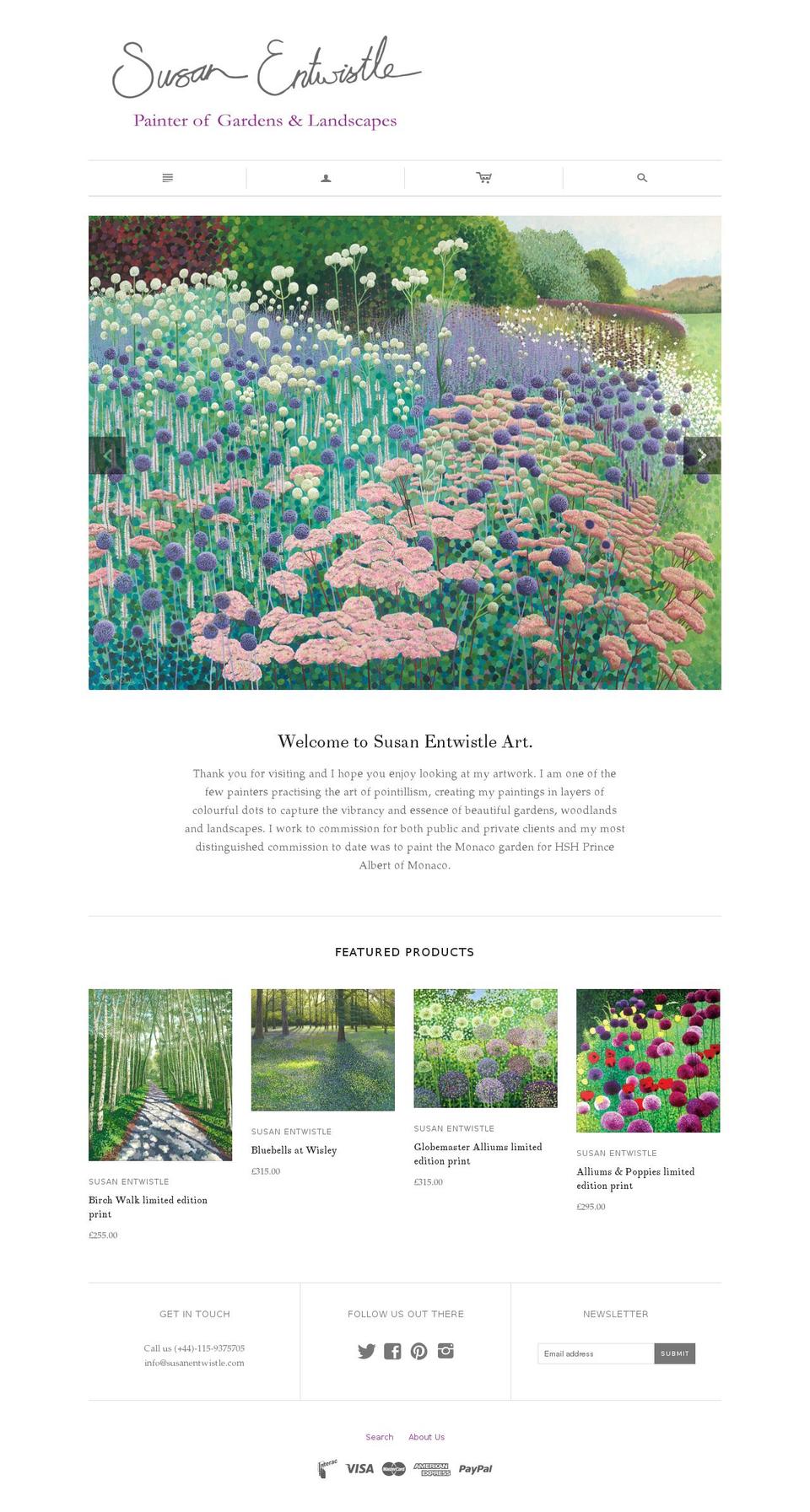 susanentwistle.com shopify website screenshot