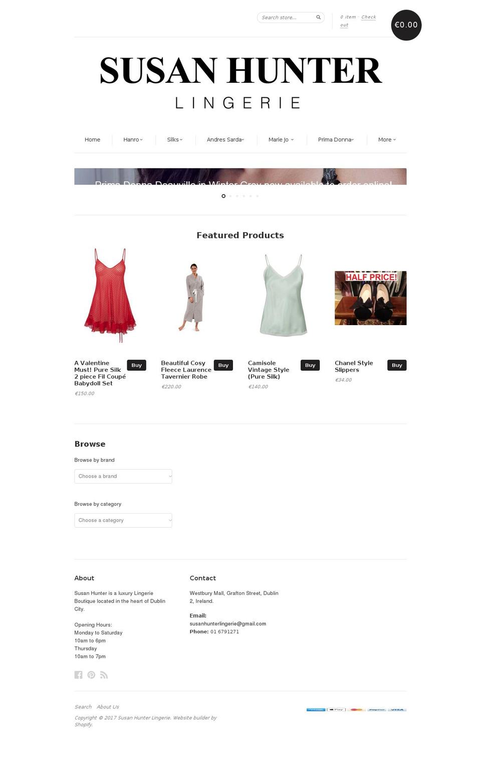 susanhunter.ie shopify website screenshot