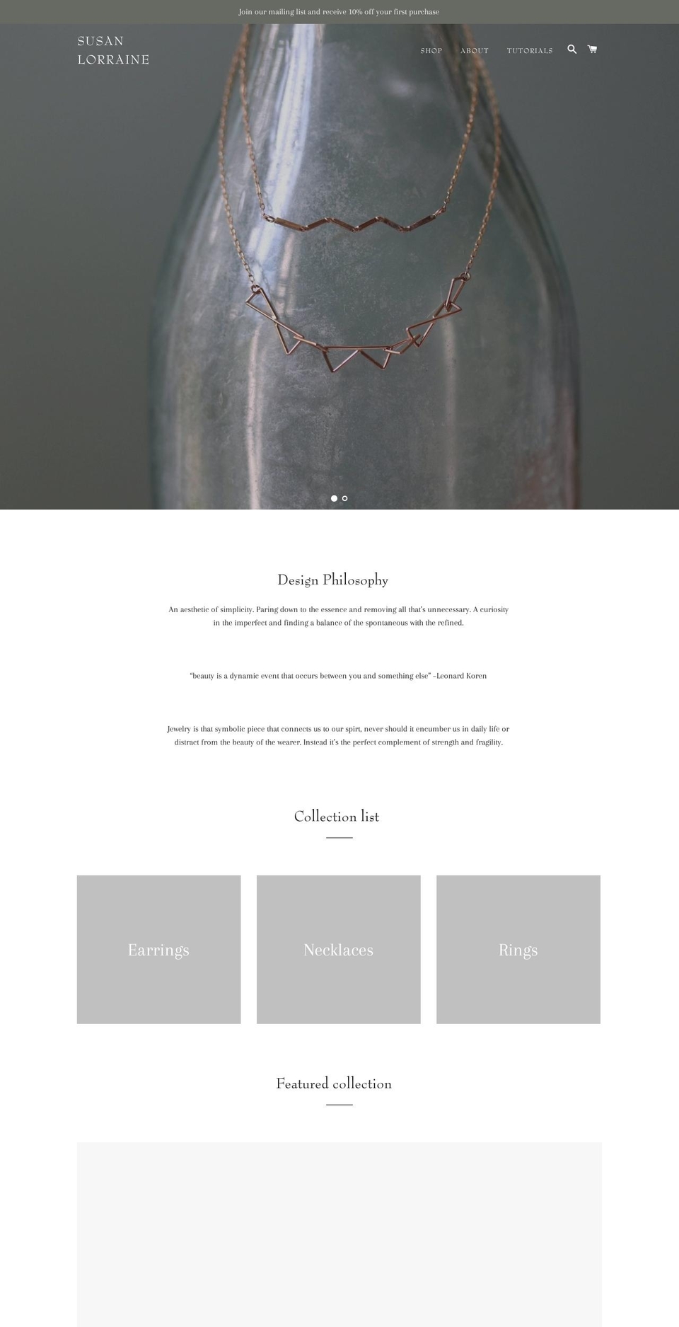 susanlorrainejewelry.com shopify website screenshot