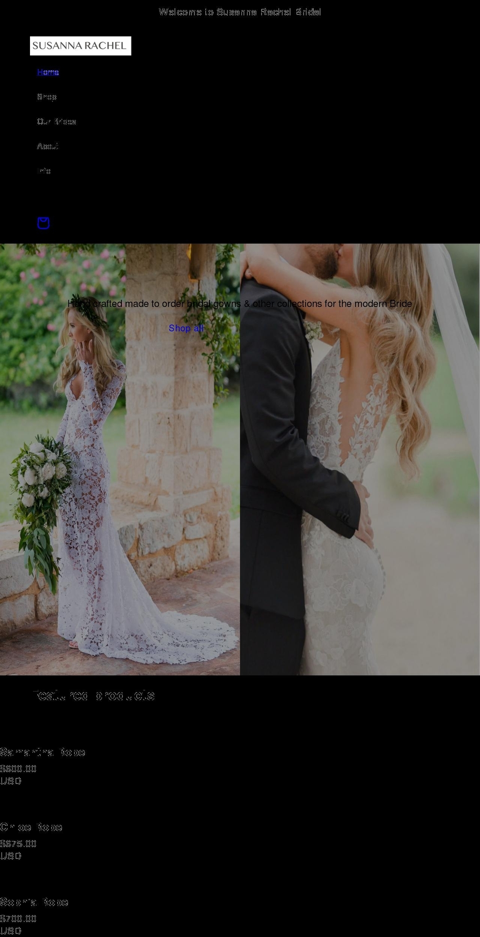 susannarachel.com shopify website screenshot