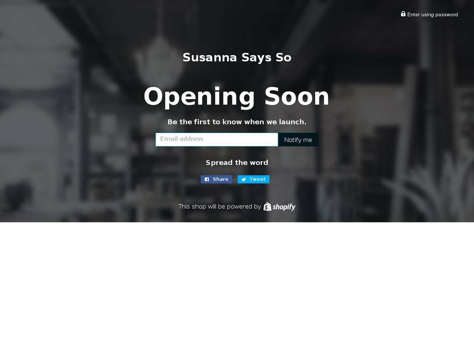 susannasaysso.com shopify website screenshot