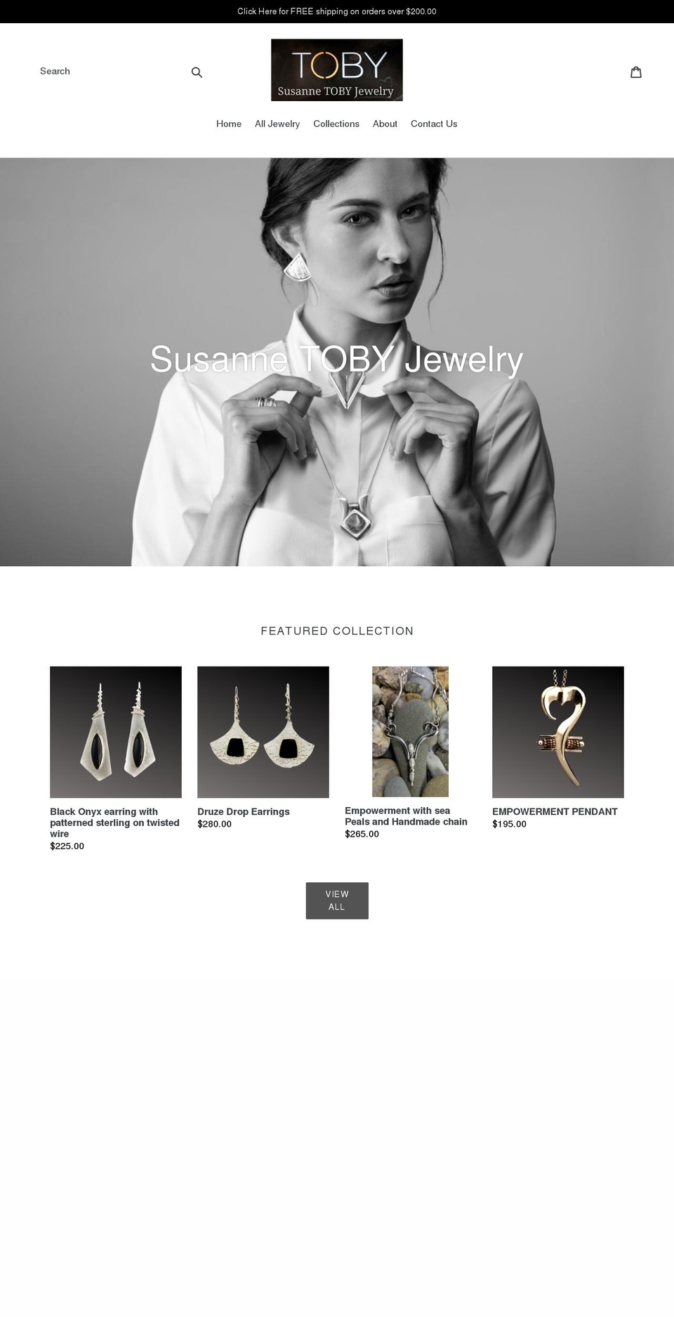 susannetobyjewelry.com shopify website screenshot