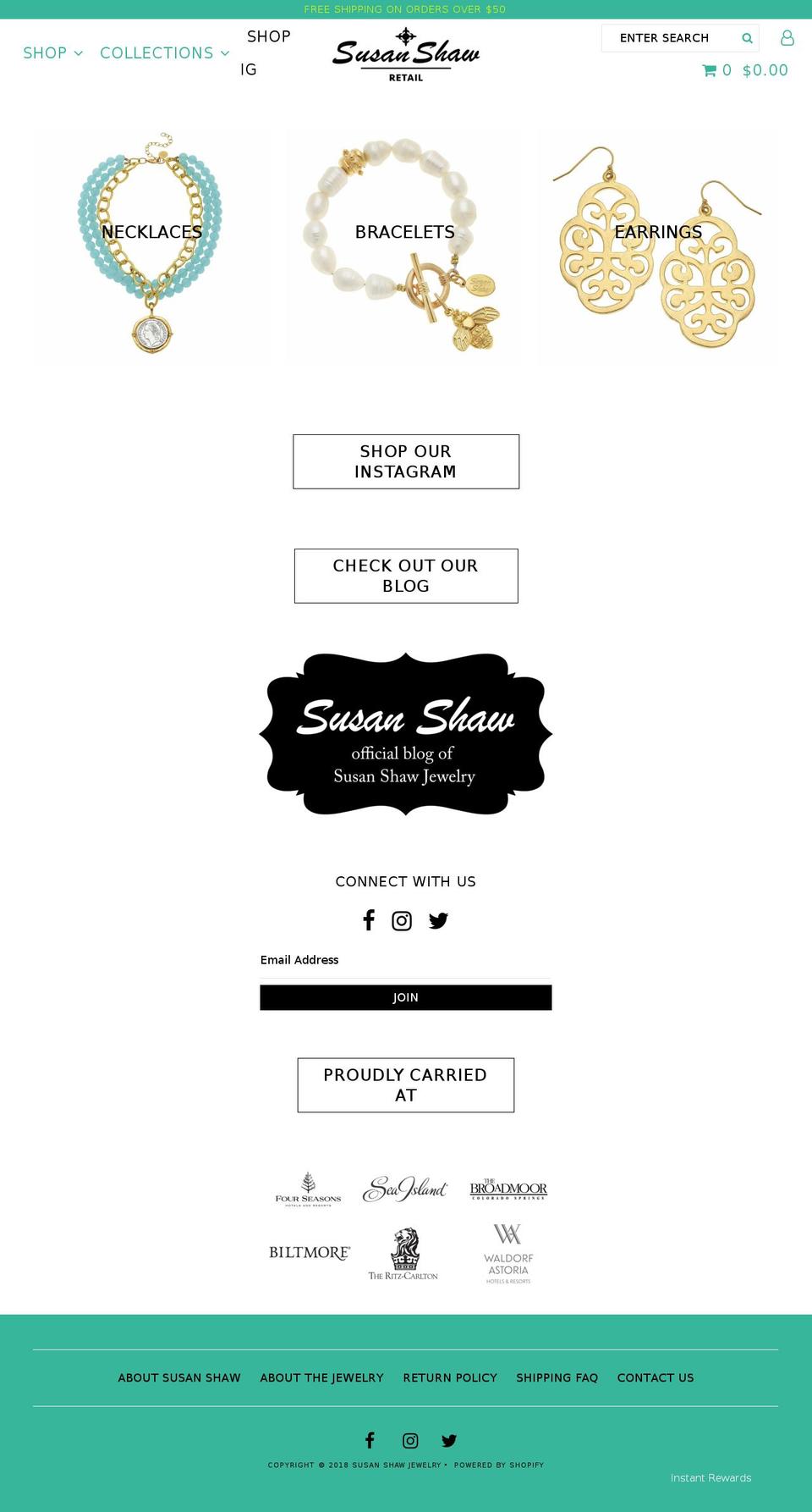 susanshawretail.com — Shopify storefront screenshot