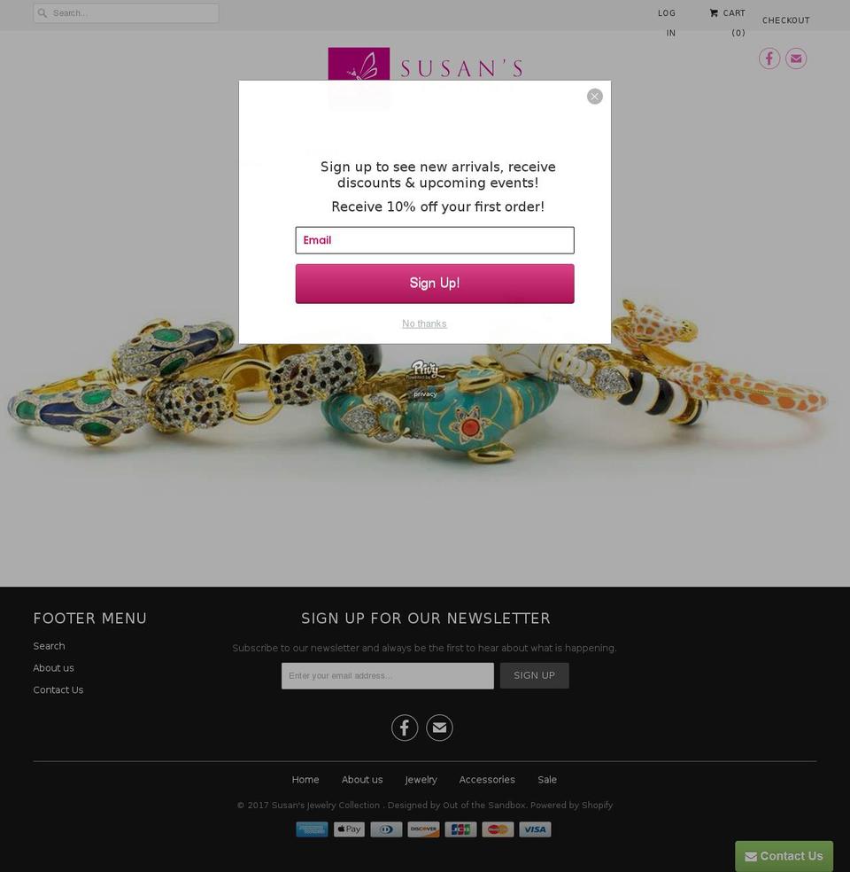 susansjewelrycollection.com shopify website screenshot