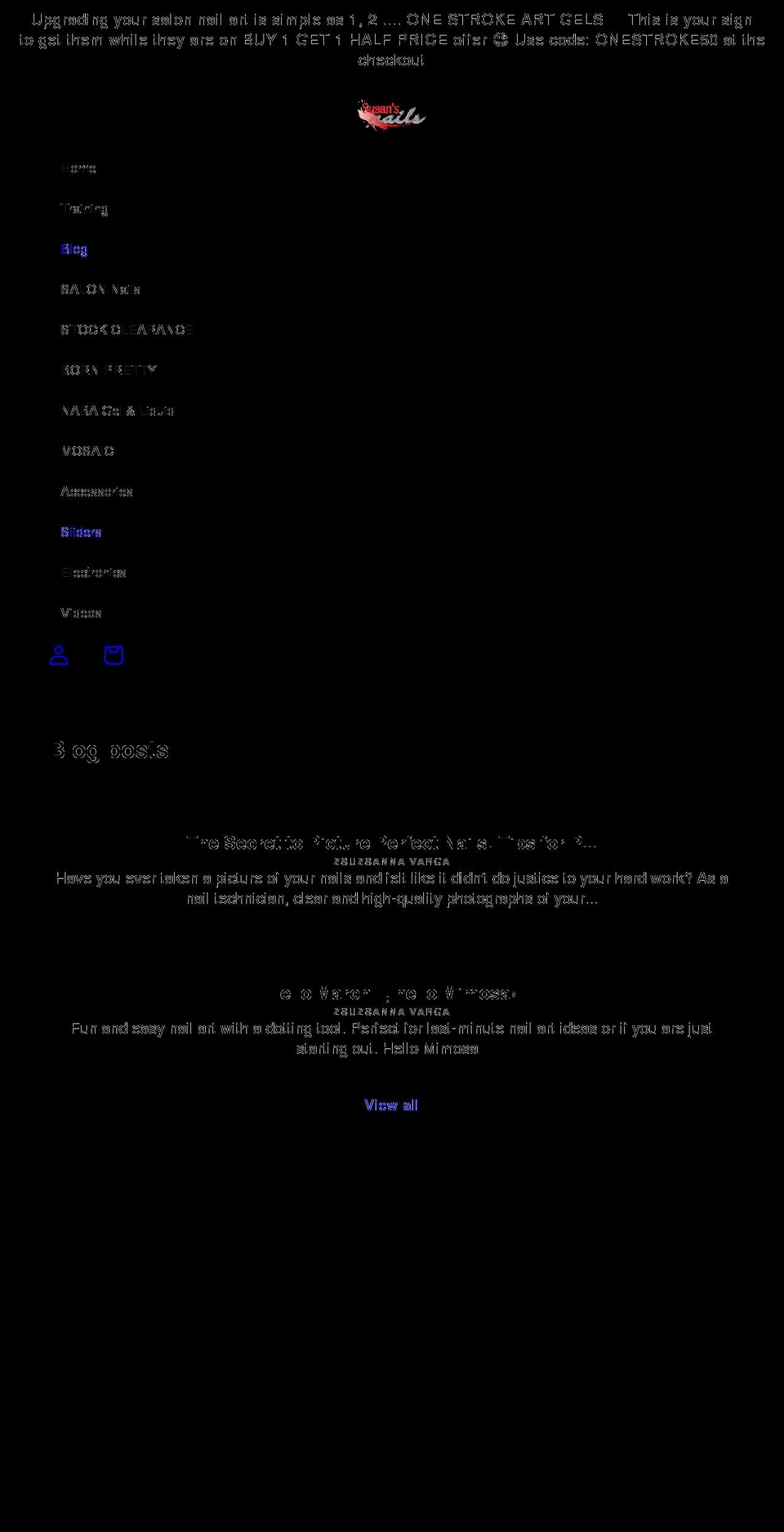 susansnailstore.co.uk shopify website screenshot