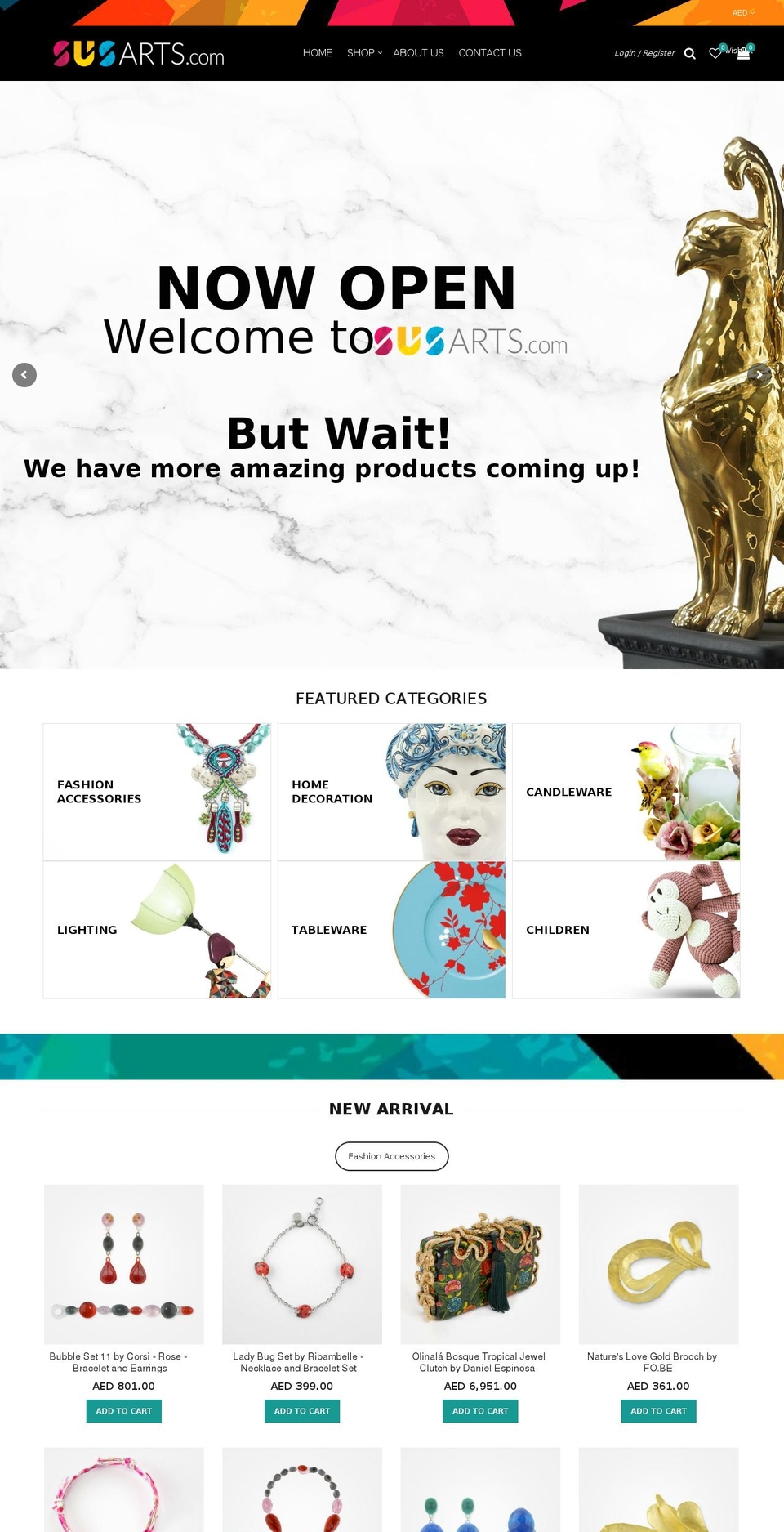 susarts.com shopify website screenshot