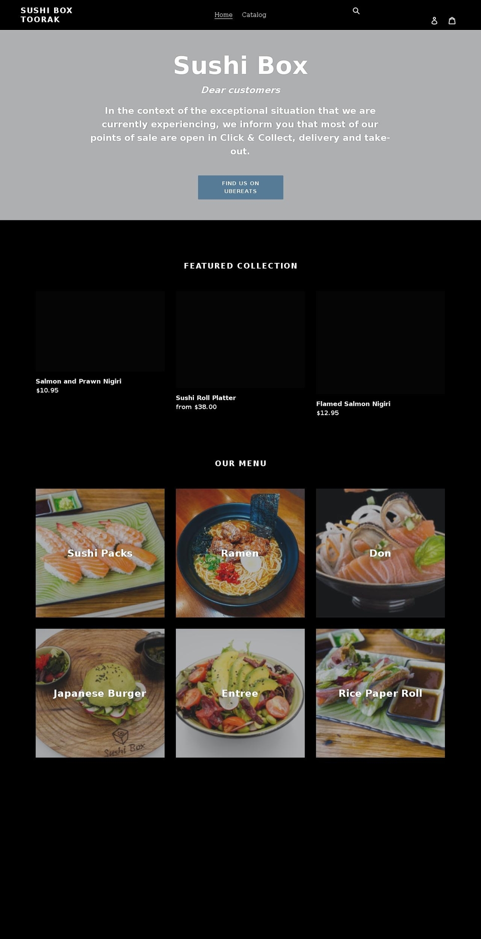 sushibox.com.au shopify website screenshot