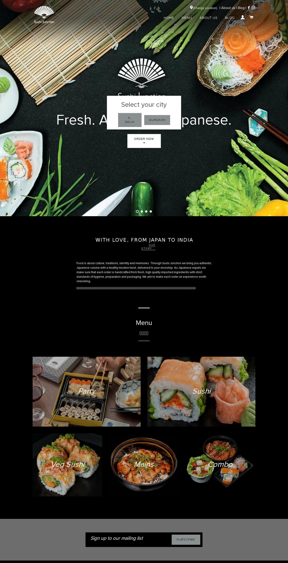 sushijunction.com shopify website screenshot