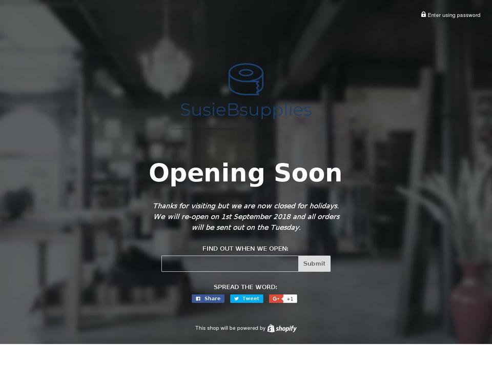 susiebsupplies.com — Shopify storefront screenshot