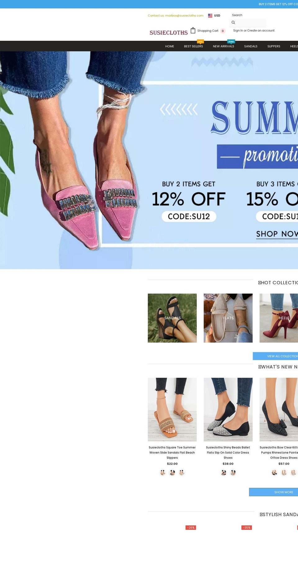 susiecloths.com shopify website screenshot