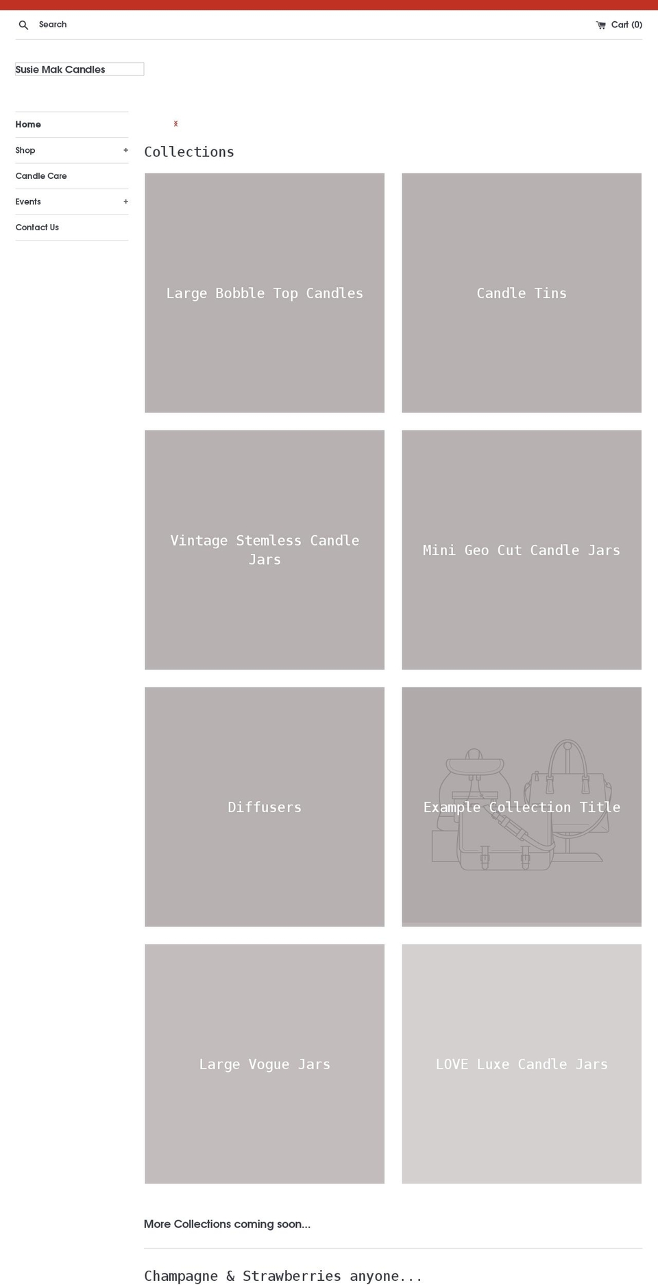 susiemakcandles.com shopify website screenshot