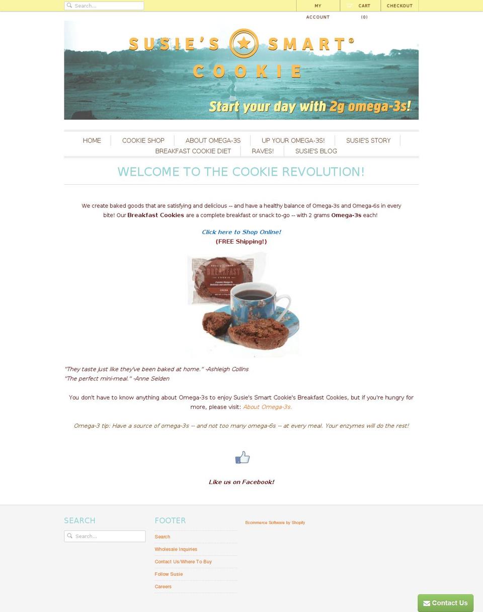 susiesmartcookie.com shopify website screenshot