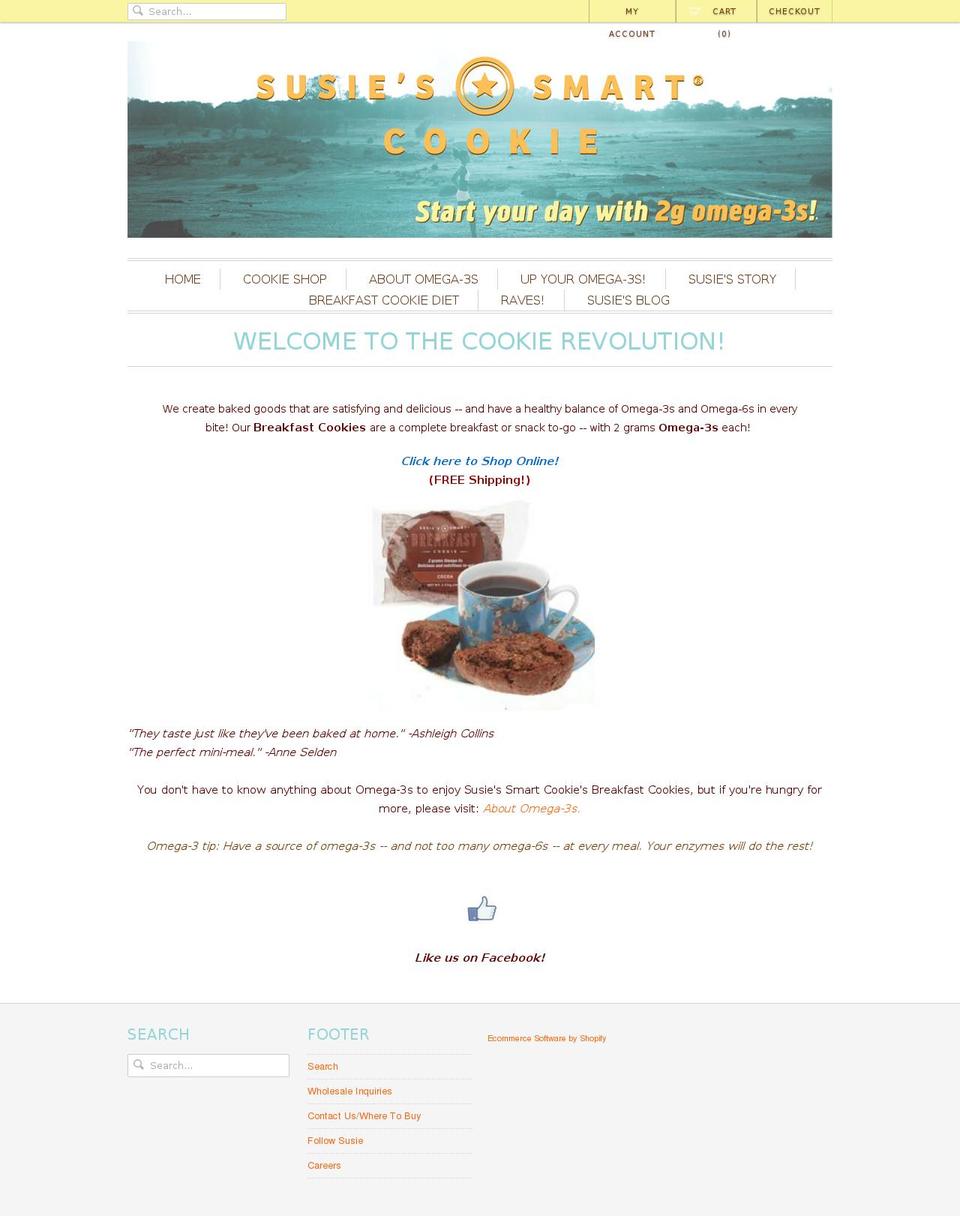 susiesmartcookies.com shopify website screenshot
