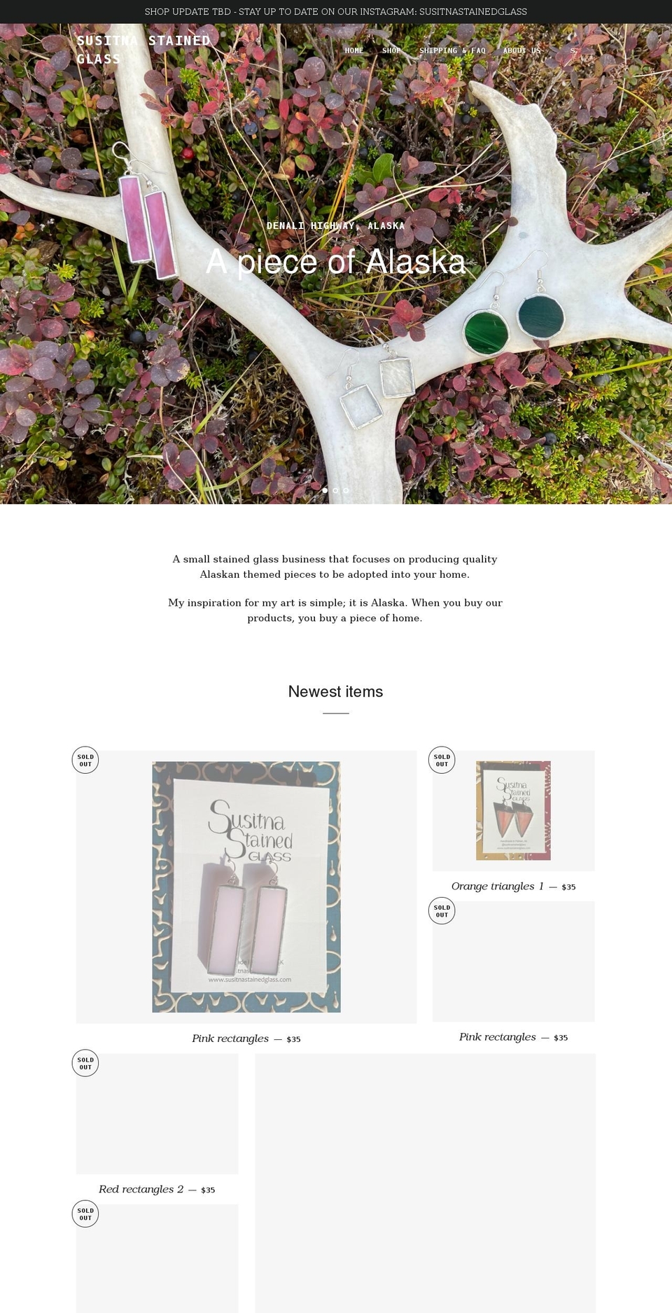 susitnastainedglass.com shopify website screenshot