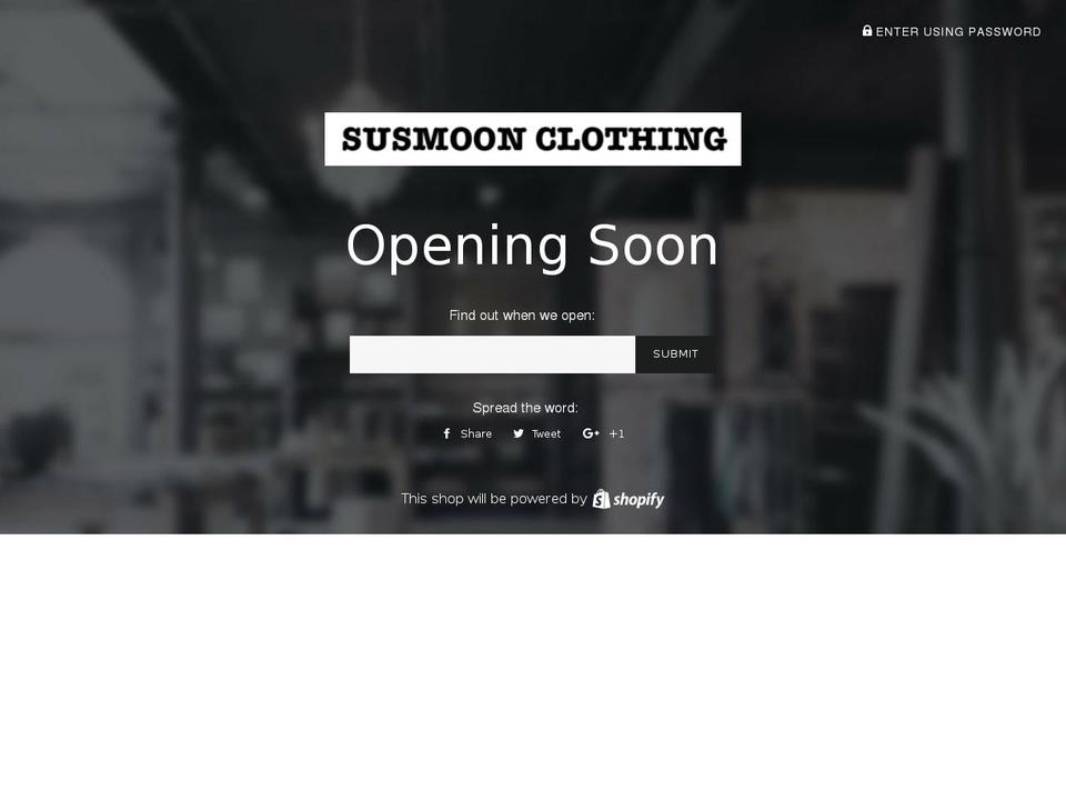 susmoonclothing.com shopify website screenshot