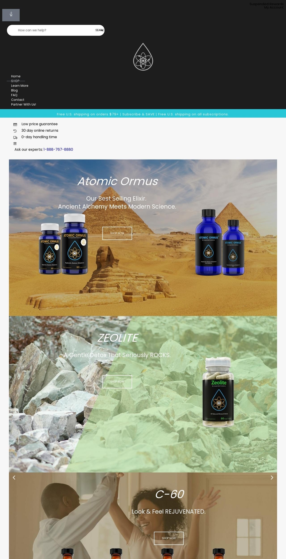suspended-solutions.com — Shopify storefront screenshot