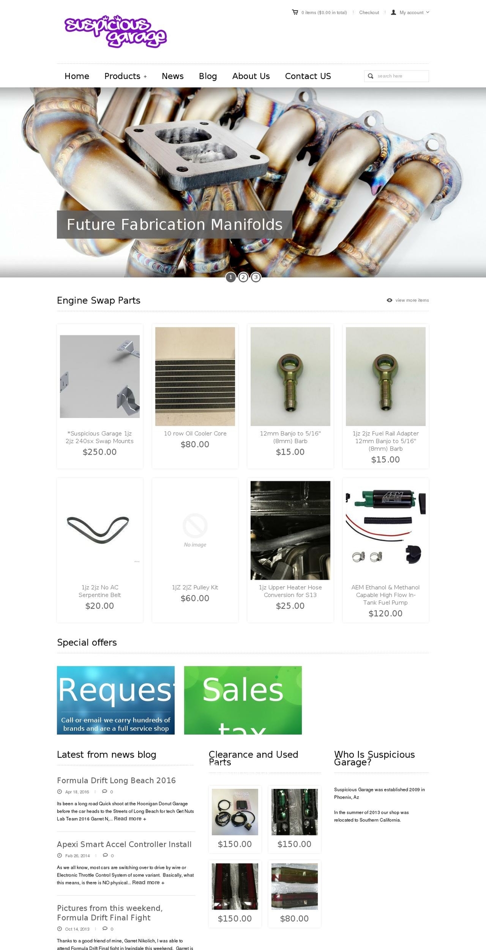 pandora Shopify theme site example suspiciousgarage.com