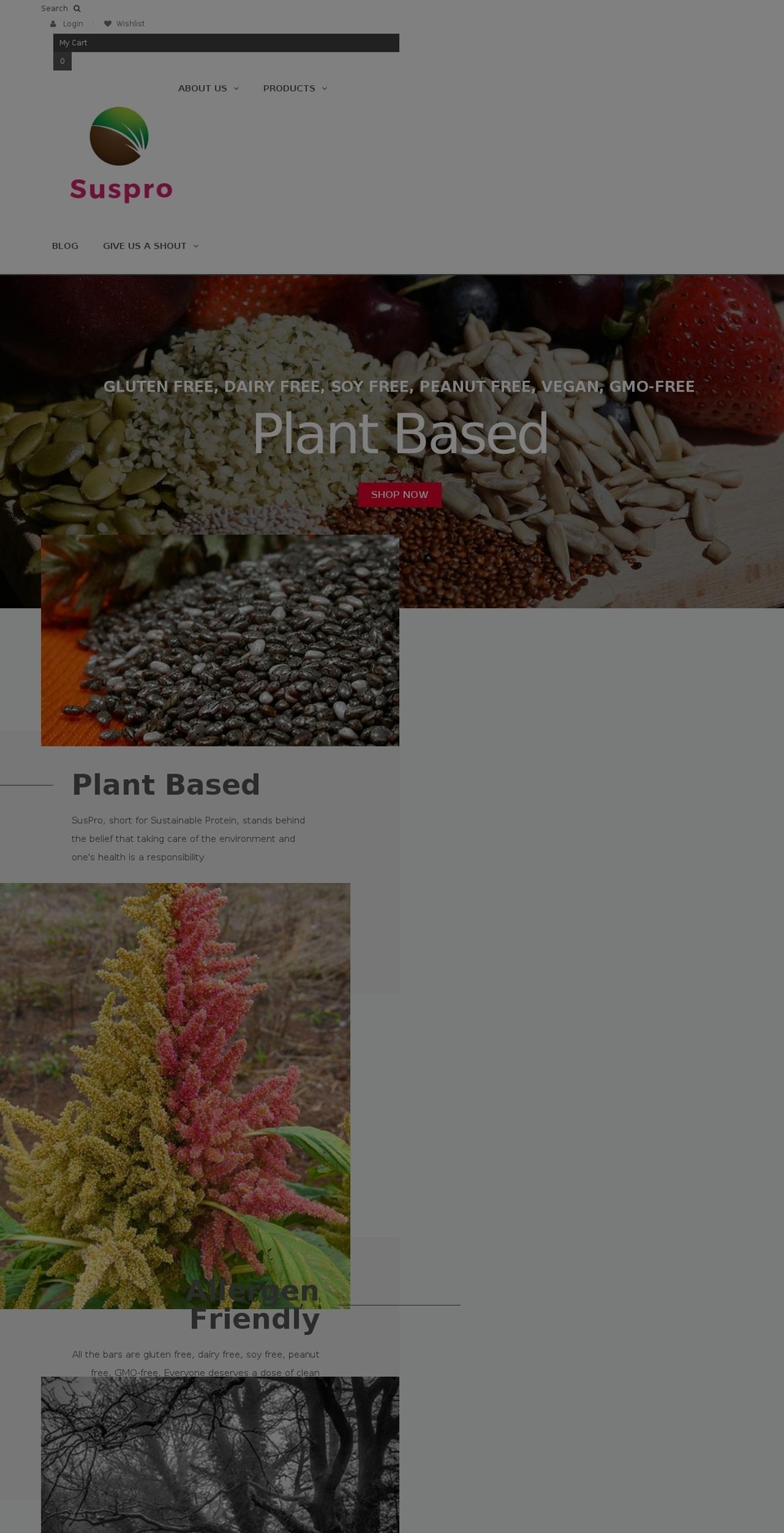 susprofoods.com — Shopify storefront screenshot