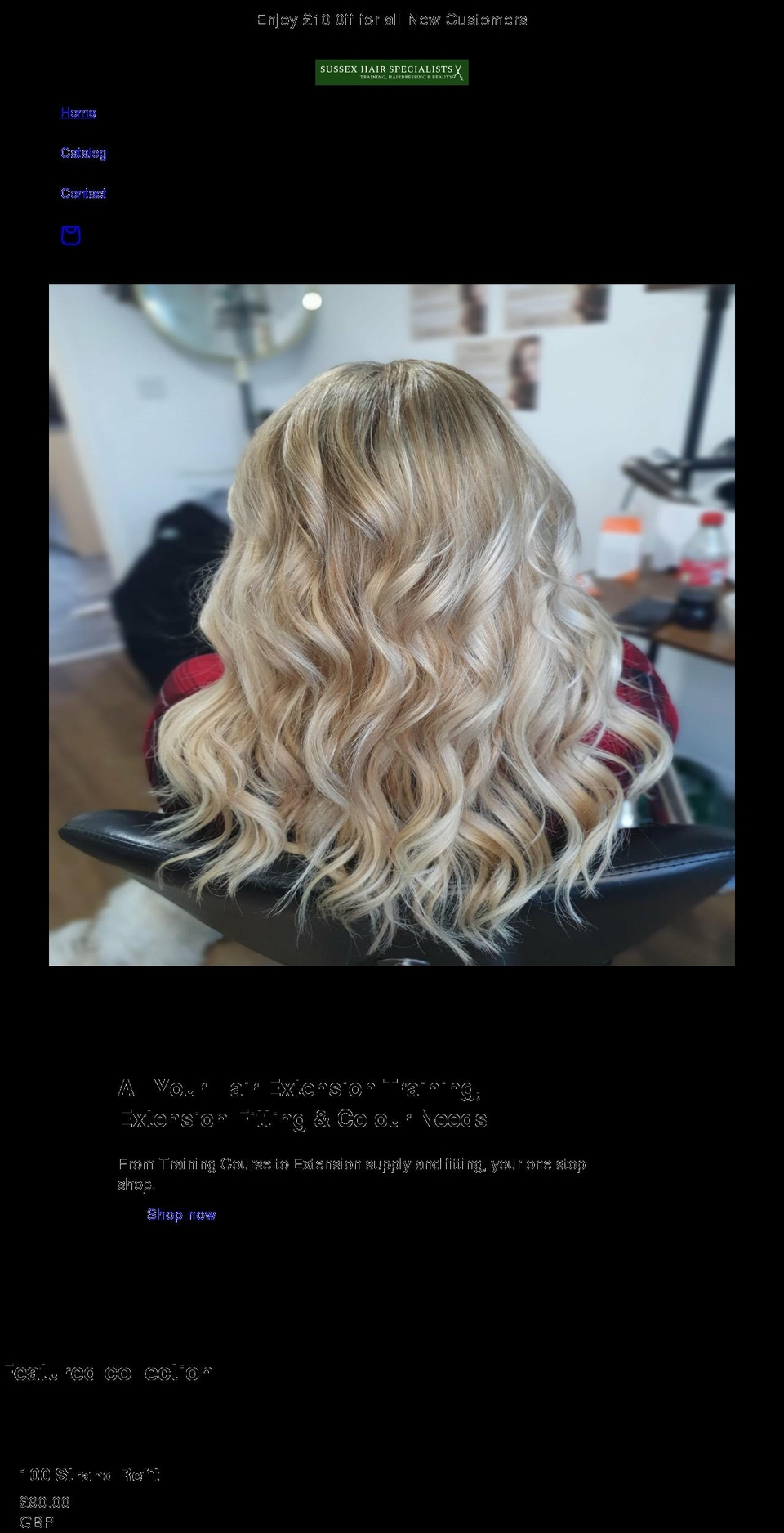 sussexhairextensions.com shopify website screenshot