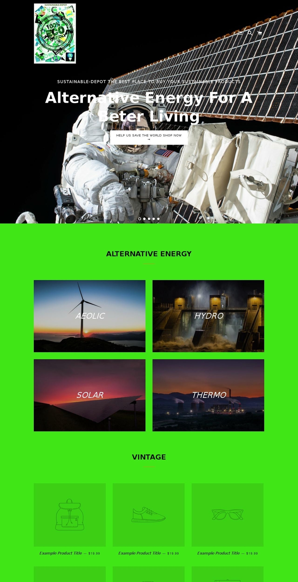 sustainable-depot.com shopify website screenshot