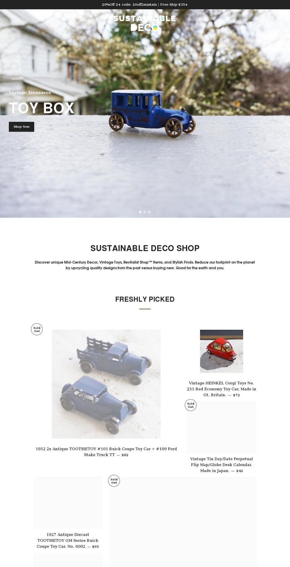 sustainabledeco.com shopify website screenshot