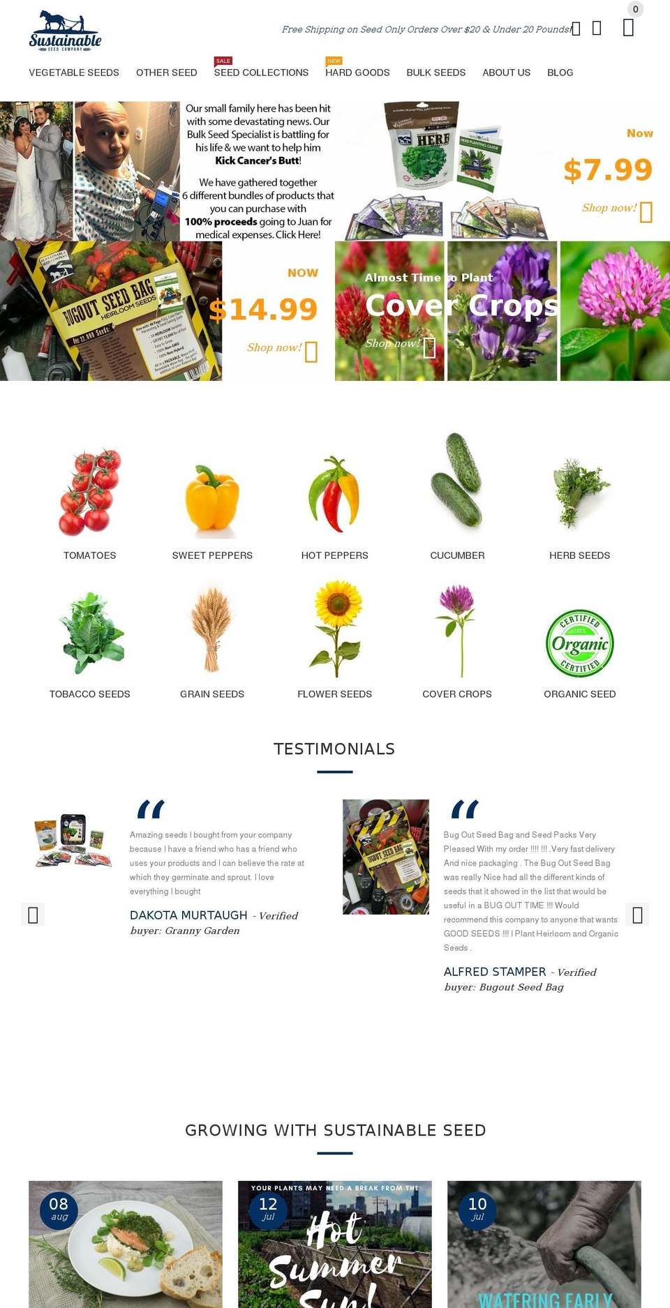 sustainableseed.org shopify website screenshot