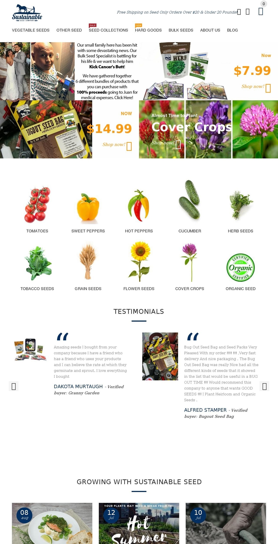 20 Store Shopify theme site example sustainableseedcompany.com