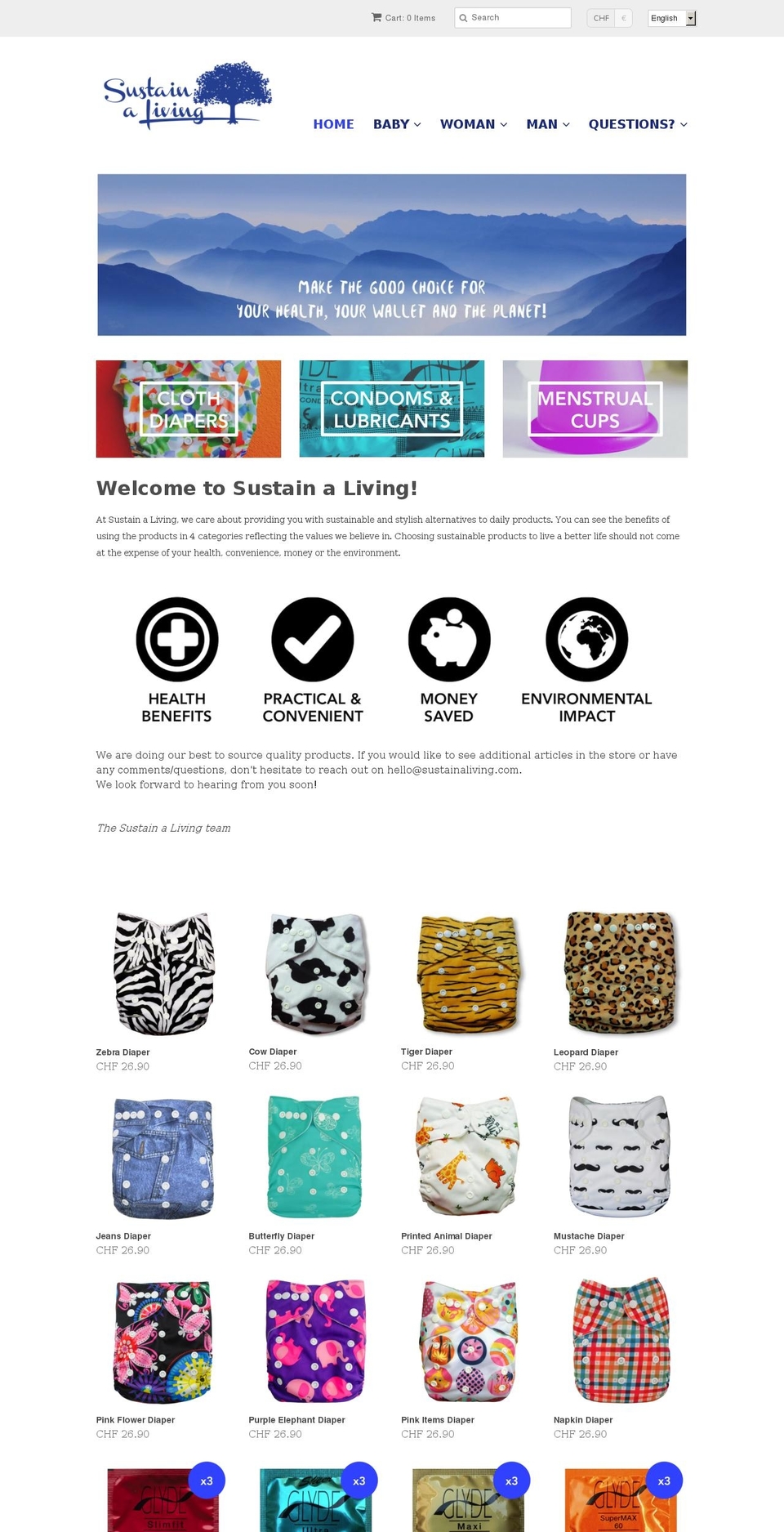 sustainaliving.com shopify website screenshot