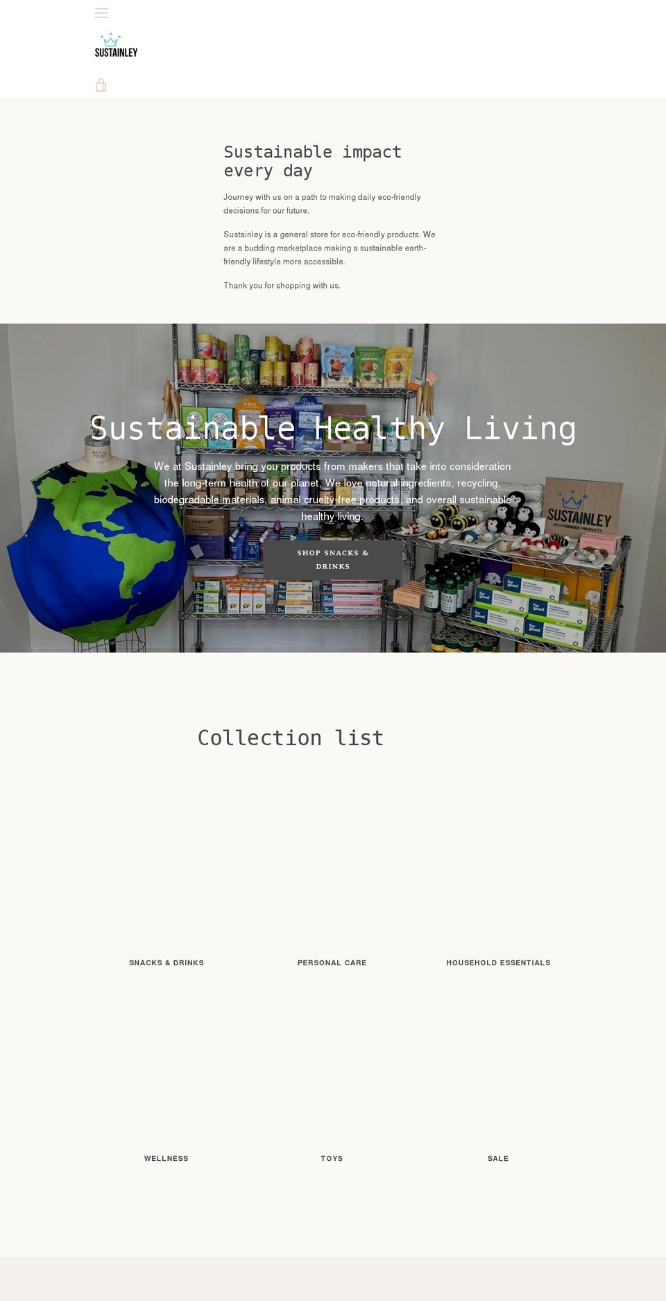 sustainley.com shopify website screenshot