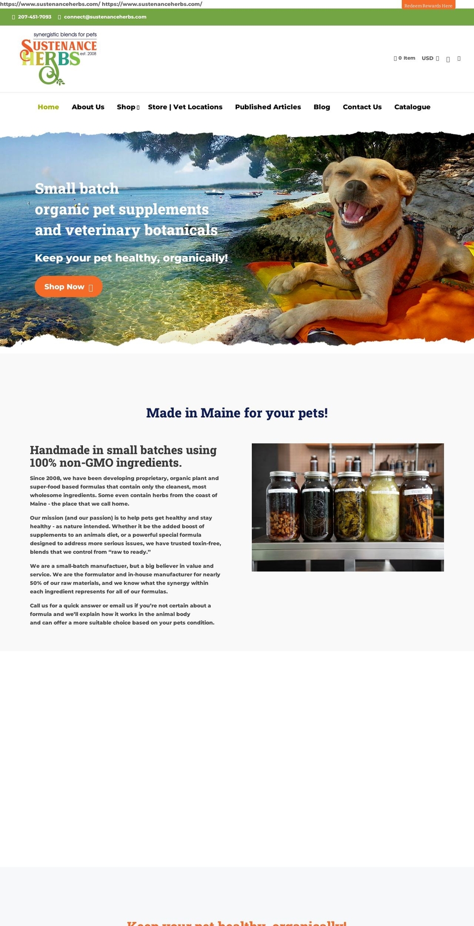 sustenanceherbs.com shopify website screenshot