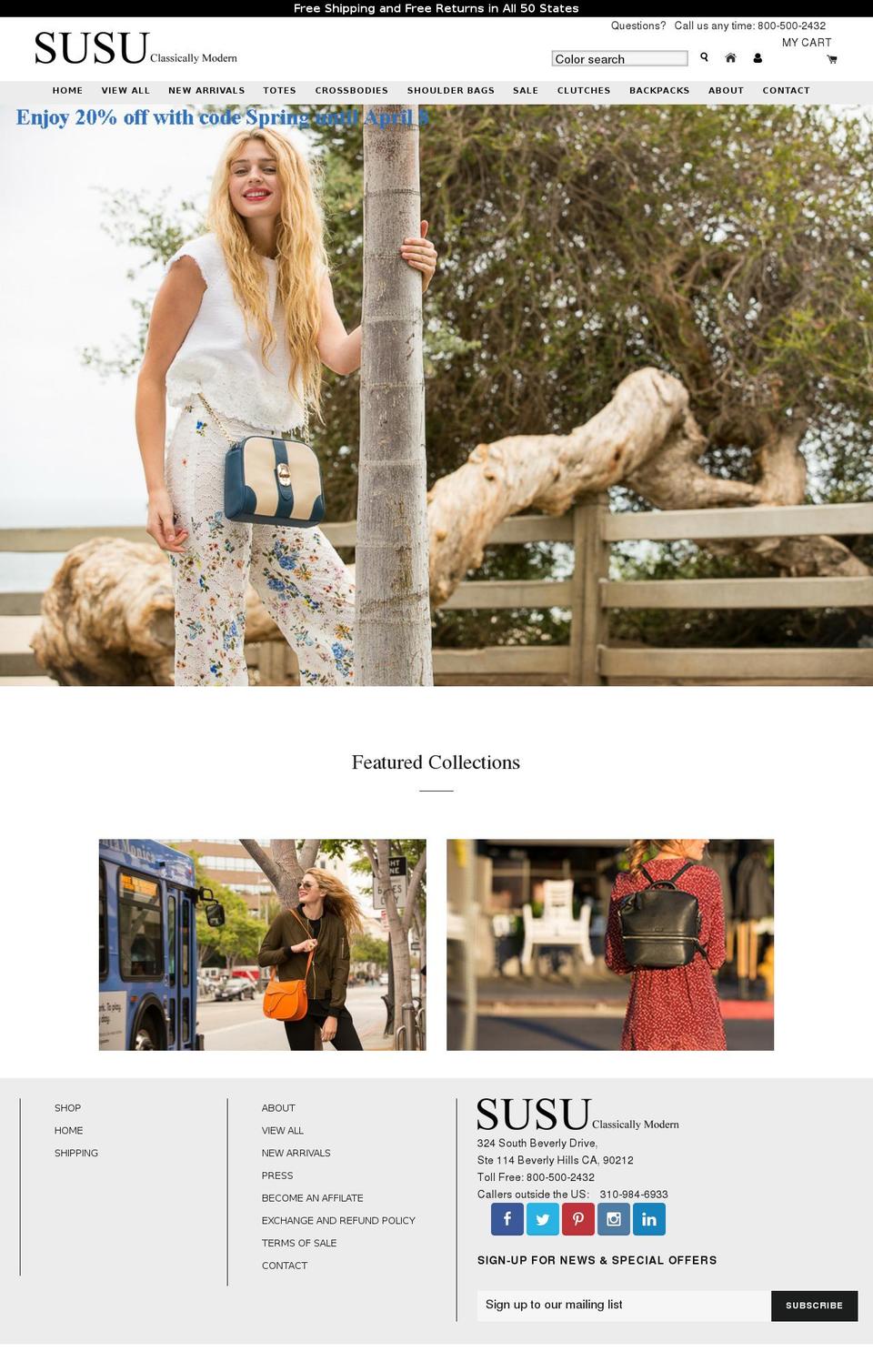 susuhandbags.com shopify website screenshot