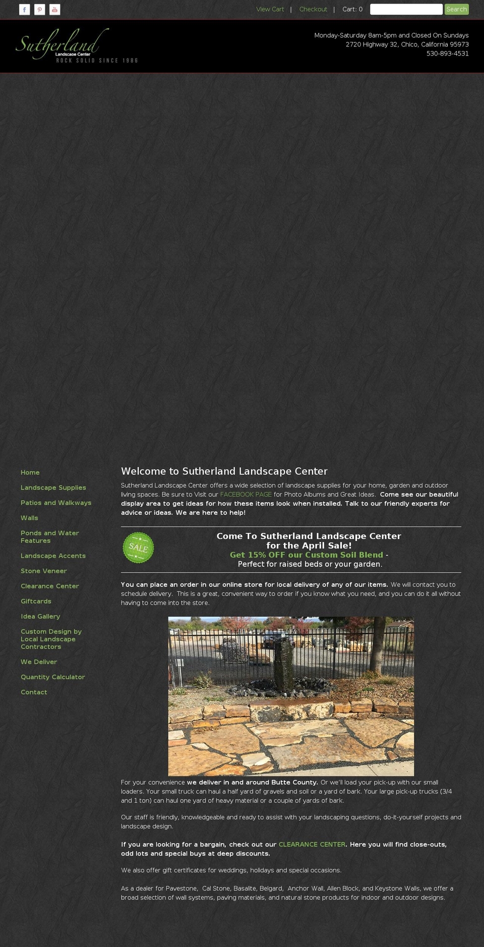 sutherlandlandscape.com shopify website screenshot