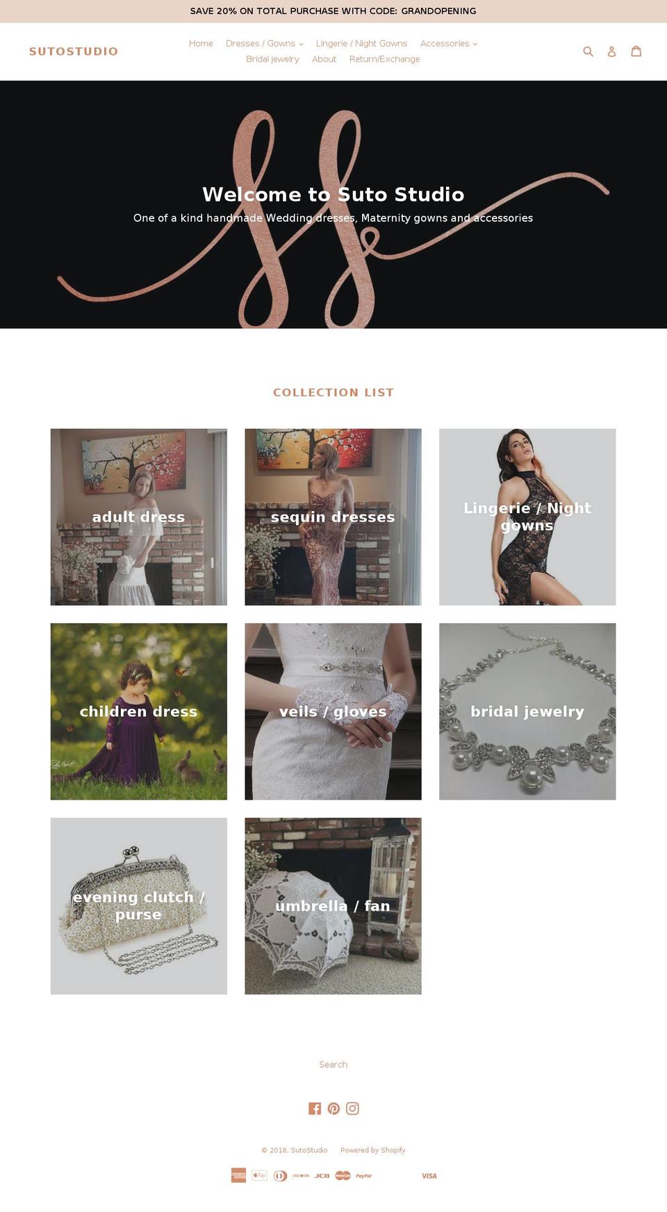 sutostudio.com — Shopify storefront screenshot