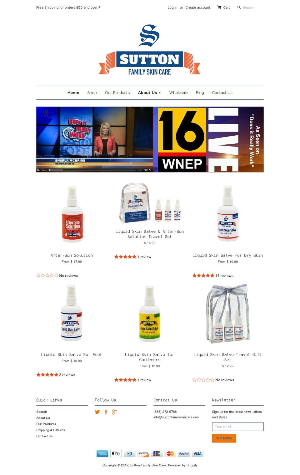 suttonfamilyskincare.com shopify website screenshot