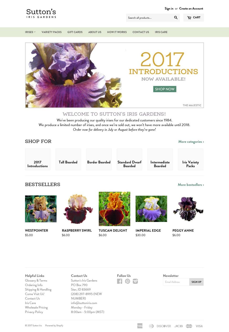 suttoniris.com shopify website screenshot