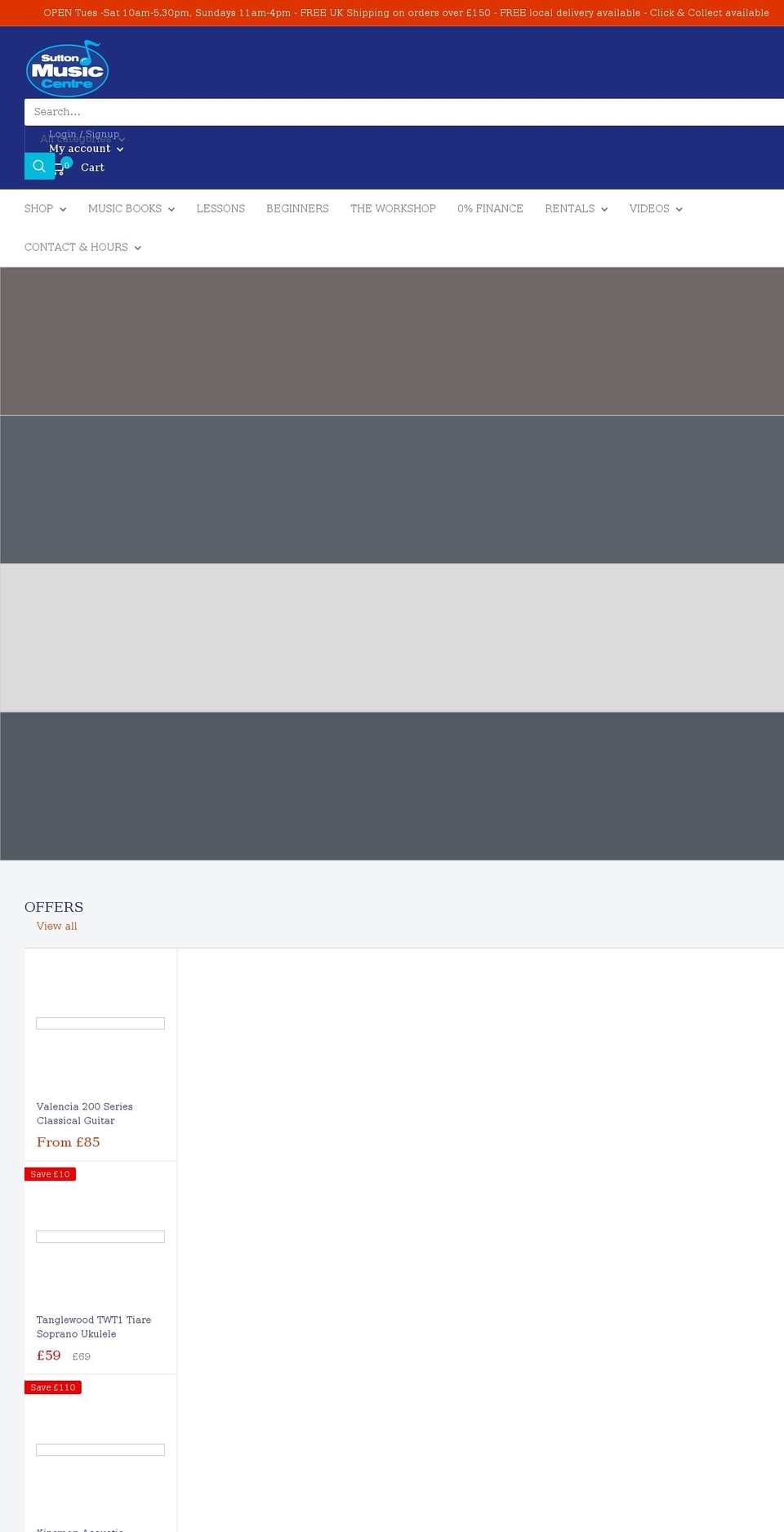 suttonmusic.co.uk shopify website screenshot