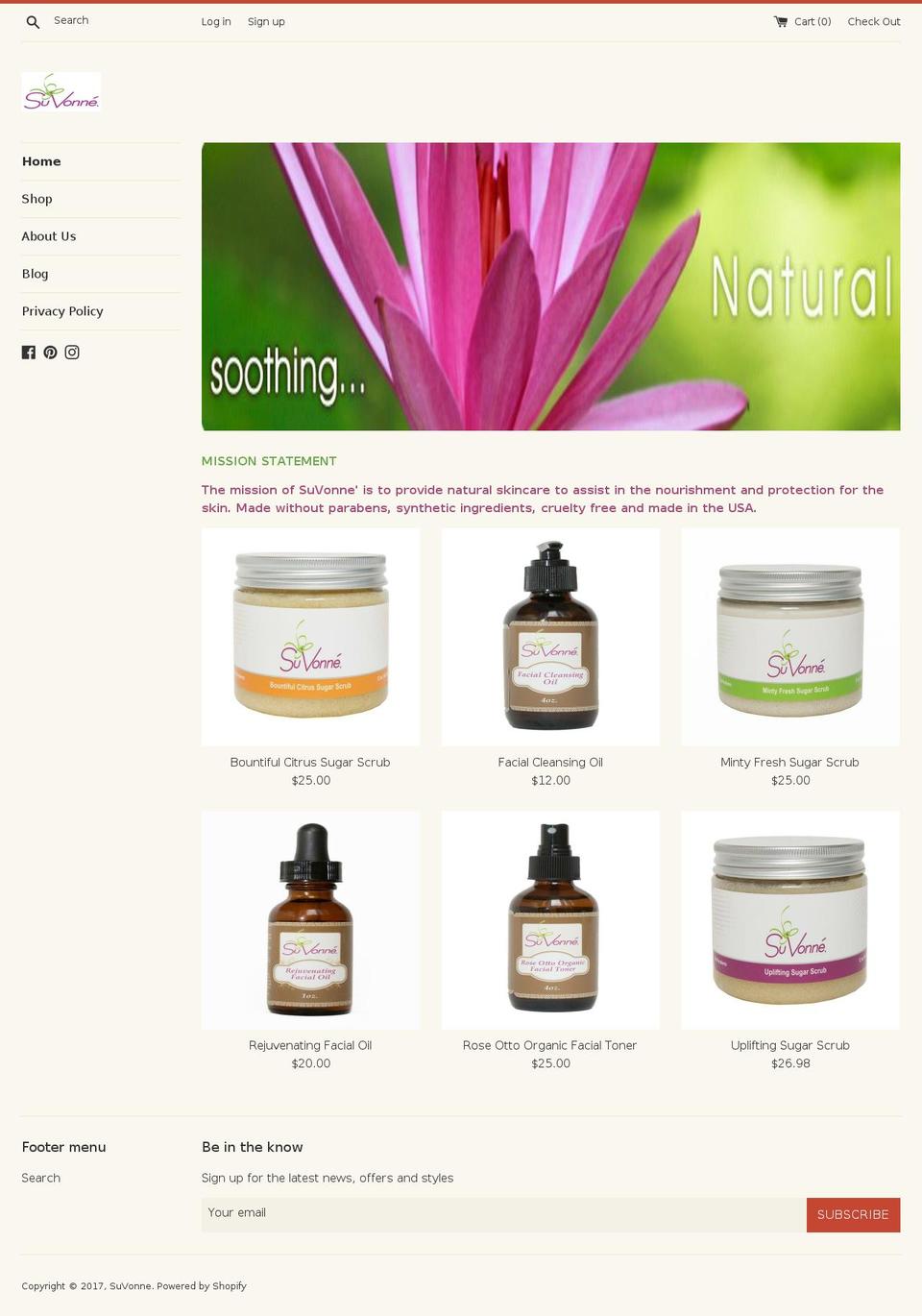 suvonne.com shopify website screenshot