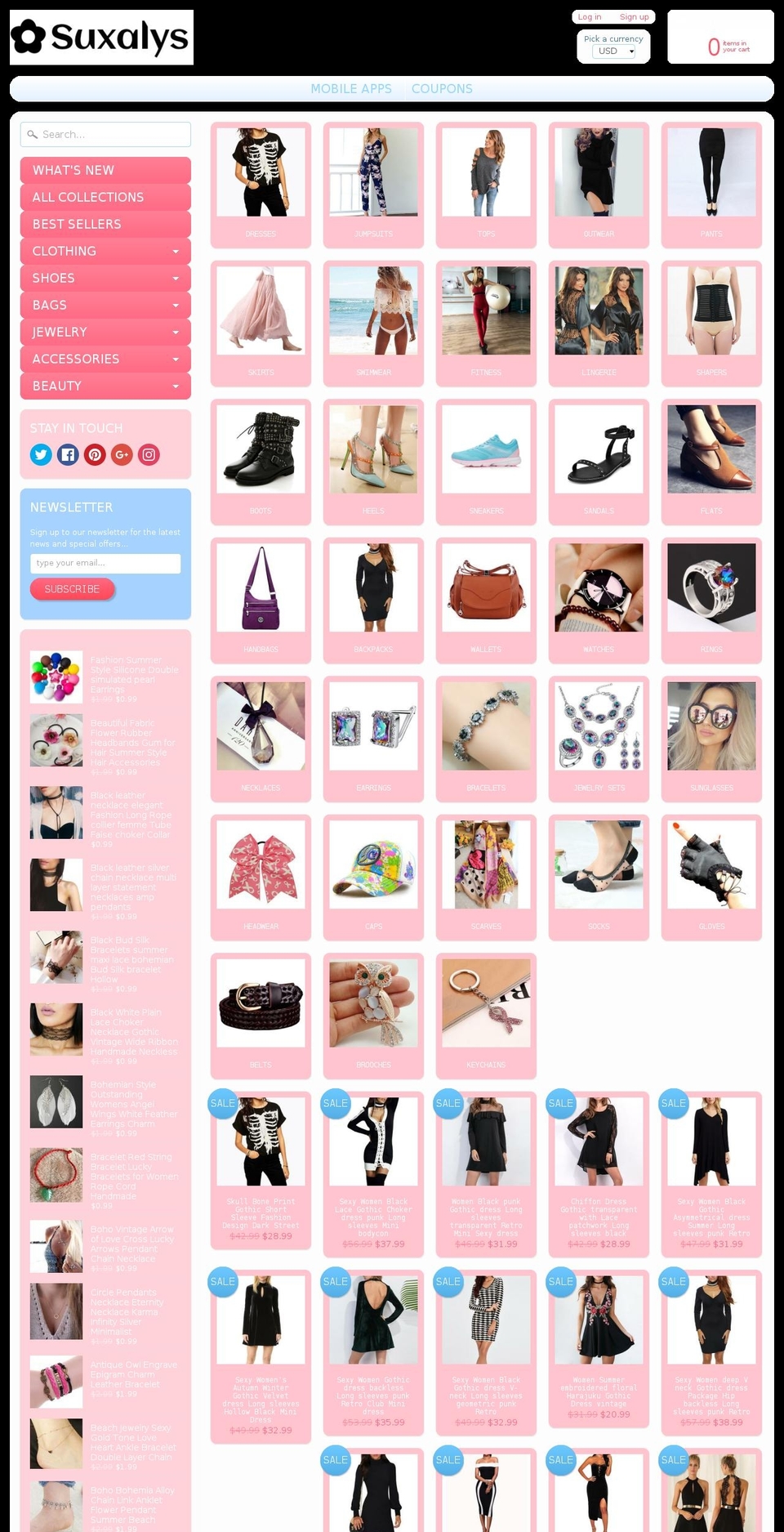 suxalys.com shopify website screenshot