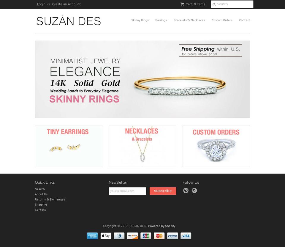 suzande.com shopify website screenshot