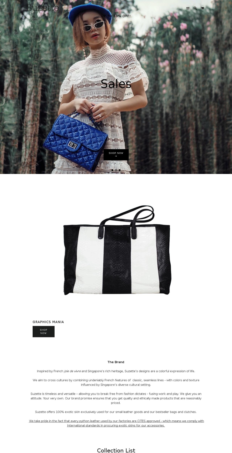 suzetteaccessories.com shopify website screenshot