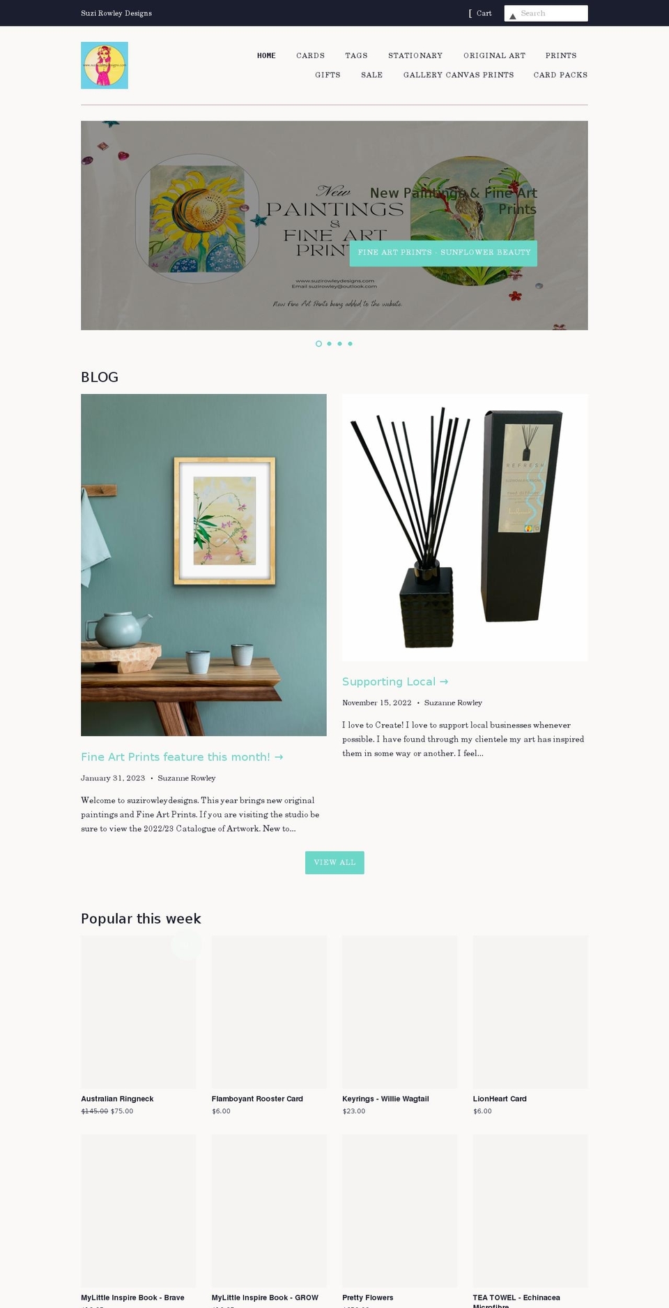 suzirowleydesigns.com shopify website screenshot