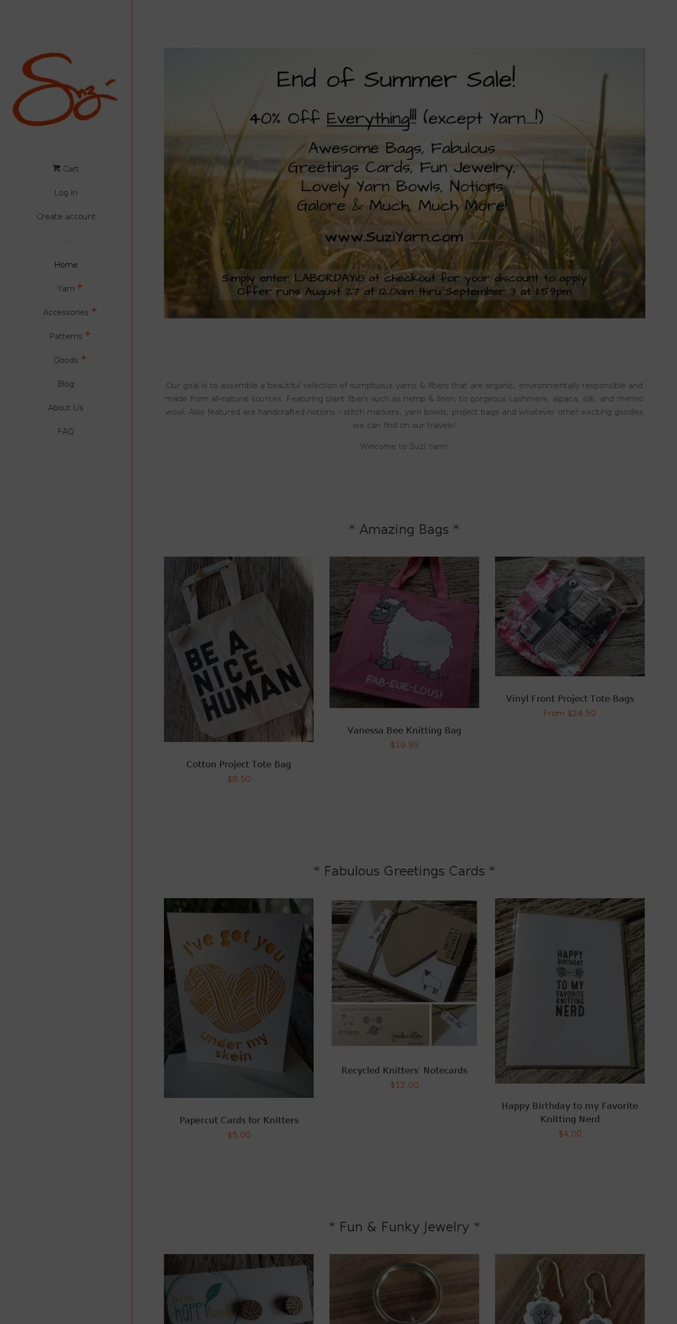 suziyarn.com — Shopify storefront screenshot