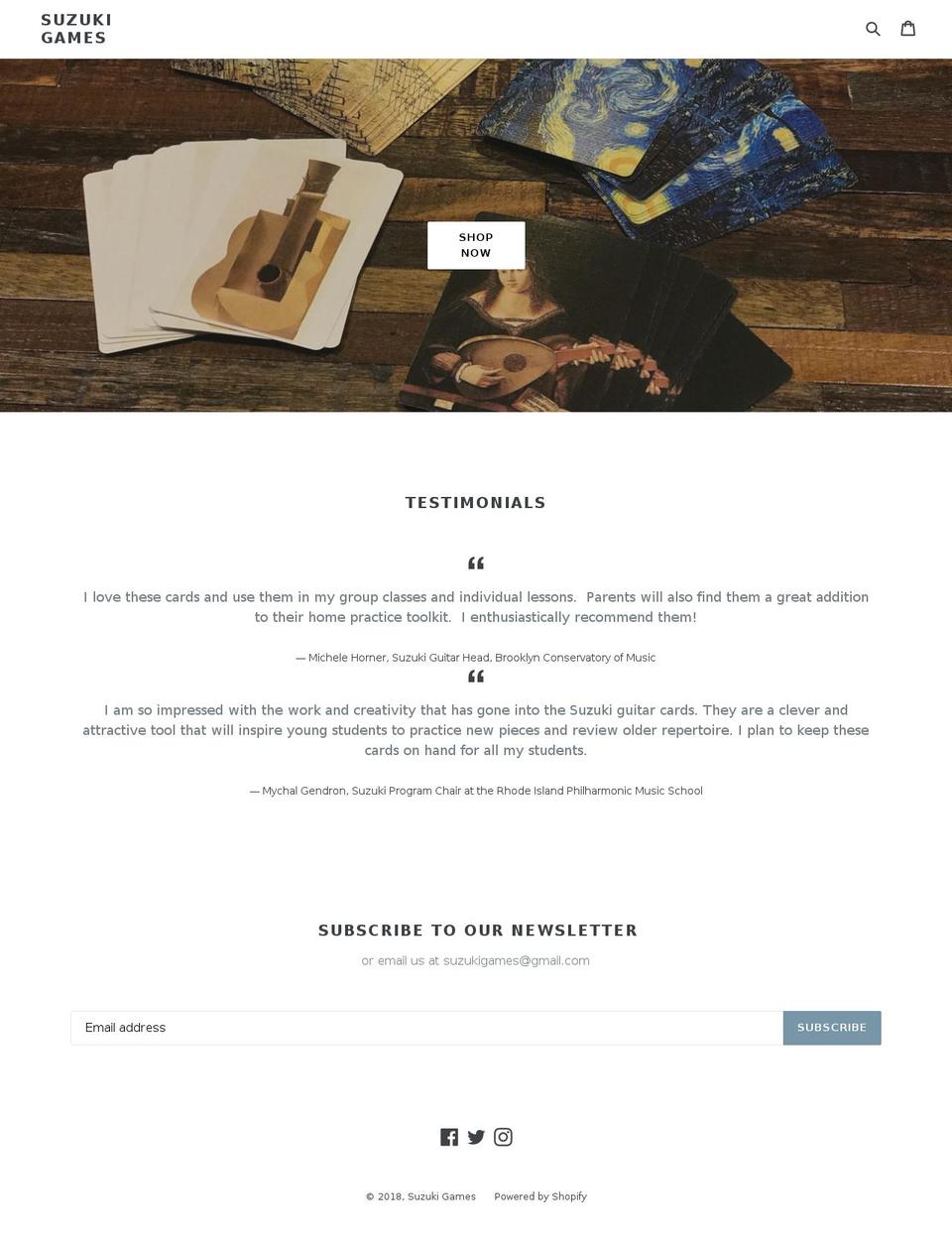 suzukigames.com — Shopify storefront screenshot