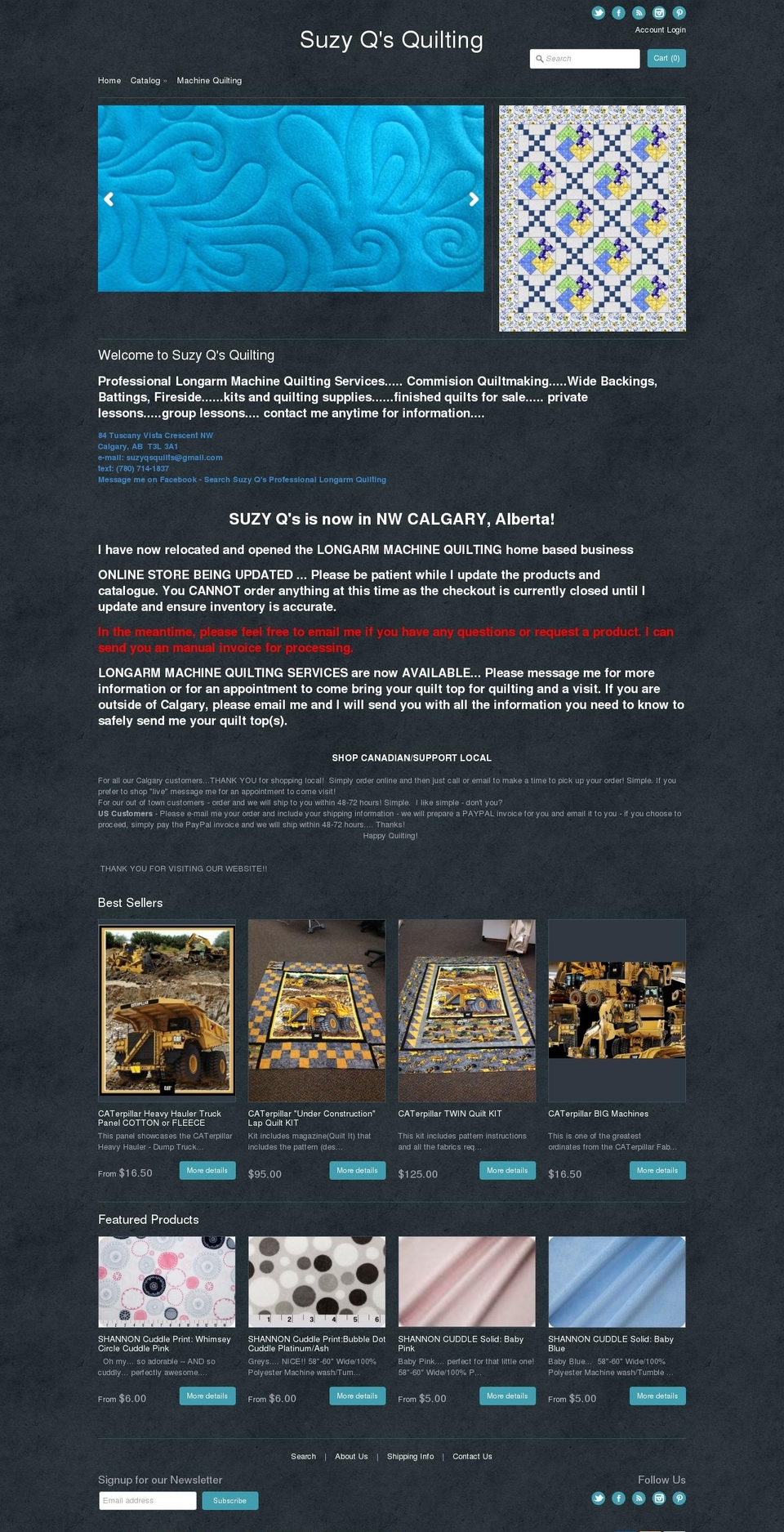 suzy-qsquilting.com — Shopify storefront screenshot