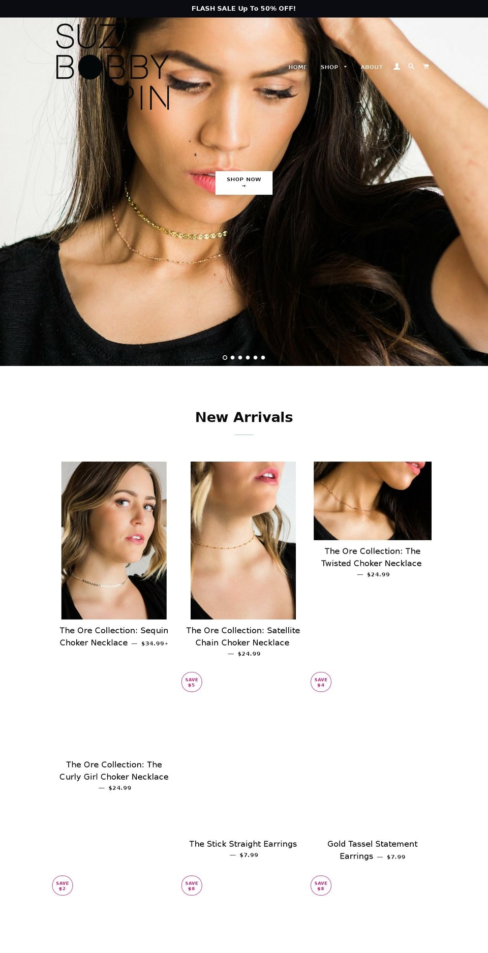 suzybobbypin.com — Shopify storefront screenshot