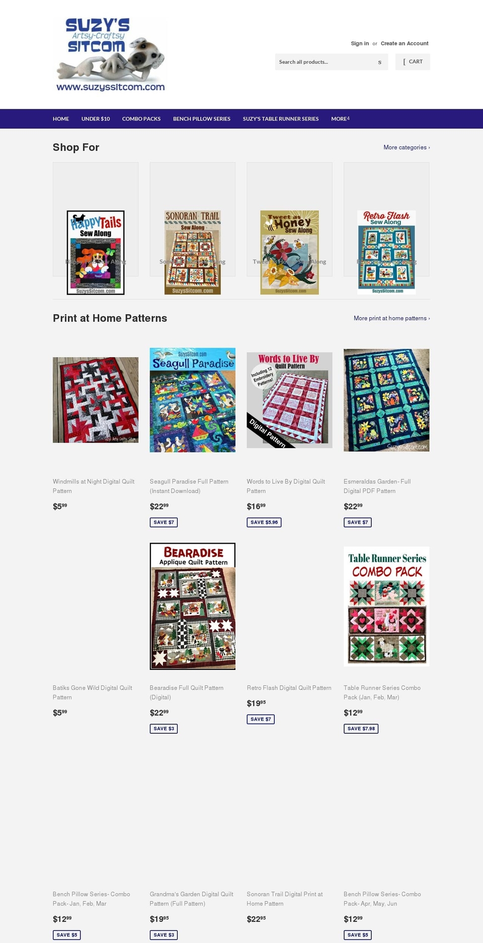 suzys-sitcom-store.myshopify.com shopify website screenshot